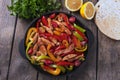 Fried chicken fillet with pepper fajitas Royalty Free Stock Photo