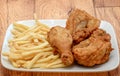 Fried chicken and fries Royalty Free Stock Photo