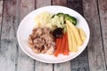 Fried chicken with garlic topped fried herb. Royalty Free Stock Photo