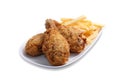 Fried chicken leg with potato chips Royalty Free Stock Photo