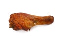 Fried chicken leg on white Royalty Free Stock Photo