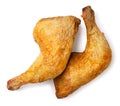 Fried chicken legs on a white background. Top view Royalty Free Stock Photo
