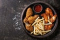 Fried chicken legs with french fries Royalty Free Stock Photo