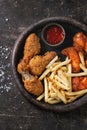 Fried chicken legs with french fries Royalty Free Stock Photo