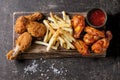 Fried chicken legs with french fries Royalty Free Stock Photo