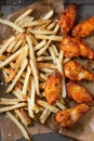 Fried chicken legs with french fries Royalty Free Stock Photo