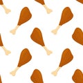 Fried chicken legs seamless pattern. Chicken Meat