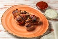 Fried chicken legs wrapped in bacon Royalty Free Stock Photo