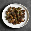 Fried chicken liver with mushrooms Royalty Free Stock Photo