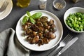 Fried chicken liver with mushrooms Royalty Free Stock Photo