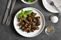 Fried chicken liver with mushrooms Royalty Free Stock Photo