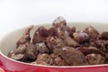 Fried chicken liver served in a red bowl Royalty Free Stock Photo