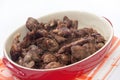 Fried chicken liver served in a red bowl Royalty Free Stock Photo