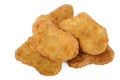 Fried chicken nuggets on white background