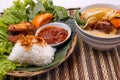 Fried Chicken and Oxtail Soup Royalty Free Stock Photo