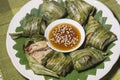 Fried Chicken in Pandanus Leaves Royalty Free Stock Photo