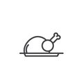 Fried Chicken plate line icon
