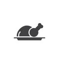 Fried Chicken plate vector icon