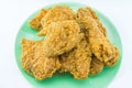 Fried chicken on a plate with white background