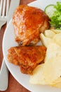 Fried chicken with potato chips Royalty Free Stock Photo