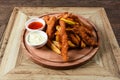 Fried chicken with potatoes Royalty Free Stock Photo