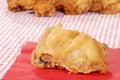 Fried chicken on red napkin Royalty Free Stock Photo