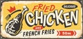 Fried chicken retro fast food old sign from 1950s