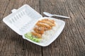 Fried chicken with rice in foam box Royalty Free Stock Photo