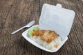 Fried chicken with rice in foam box Royalty Free Stock Photo