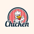 Fried chicken rooster chef mascot logo for food restaurant concept Royalty Free Stock Photo