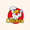 Fried chicken rooster chef mascot logo Royalty Free Stock Photo