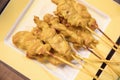 Fried Chicken Satays Served In Plate in Asia Royalty Free Stock Photo