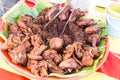 Fried chicken with spice, popular at food bazaar during Ramadan.