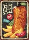 Fried chicken steak retro sign