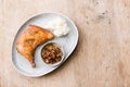 Fried chicken and sticky rice. Royalty Free Stock Photo