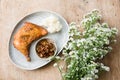 Fried chicken and sticky rice. Royalty Free Stock Photo