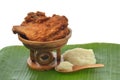 Fried chicken with sticky rice. Royalty Free Stock Photo