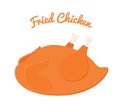 Fried chicken, tasty fast food. Whole meat. Cartoon flat style