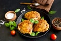 Fried chicken thighs in plate Royalty Free Stock Photo