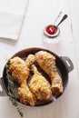 Fried chicken with tomato and thyme sauce Royalty Free Stock Photo