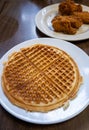 Fried chicken and waffle - american breakfast Royalty Free Stock Photo