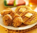 Fried chicken and waffles Royalty Free Stock Photo