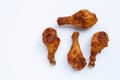 Fried chicken on white background. Royalty Free Stock Photo