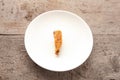 Fried chicken on white ceramic plate. Food concept Royalty Free Stock Photo