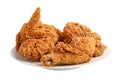 Fried chicken on white plate isolated on white background with clipping path Royalty Free Stock Photo