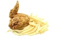 Fried chicken wing with french fries Royalty Free Stock Photo