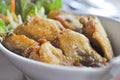 Fried chicken wing with vegetable salad Royalty Free Stock Photo