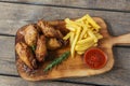 Fried chicken wings french fries and sauce Royalty Free Stock Photo