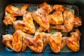 Fried chicken wings in grill Royalty Free Stock Photo