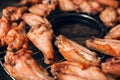 Fried chicken wings on a grill Royalty Free Stock Photo